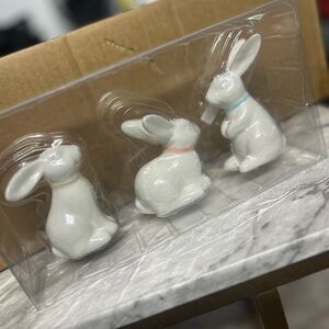 New Set of Three Ceramic Bunny Figurines